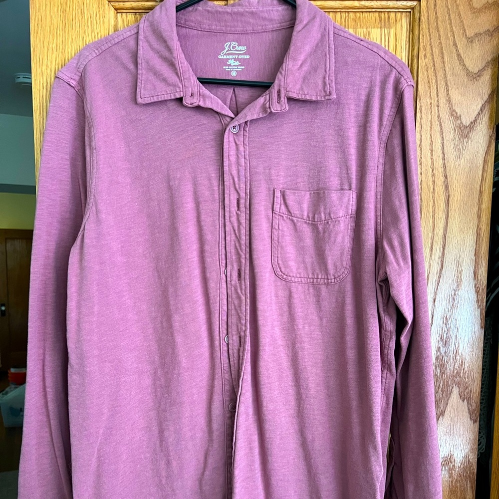 NWOT J.Crew garment dyed long sleeve collared shirt. Maybe color. Size medium